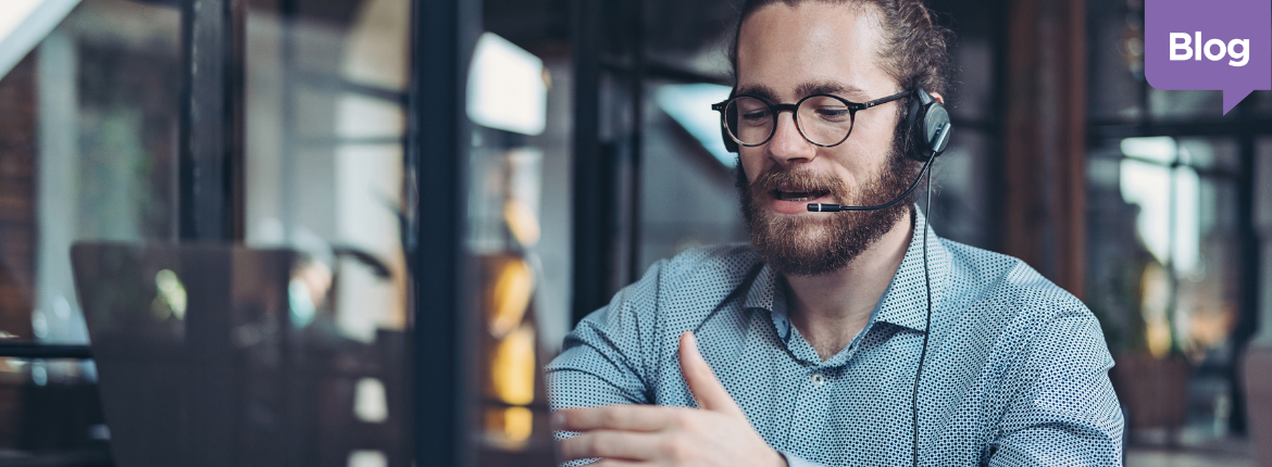 Man talking with headset - HR technology